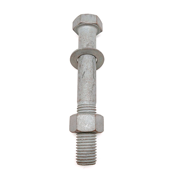 Hot Dip Galvanized Hex Bolt Dan Nat untuk Peralatan Elektrik dengan Batang Terkurang